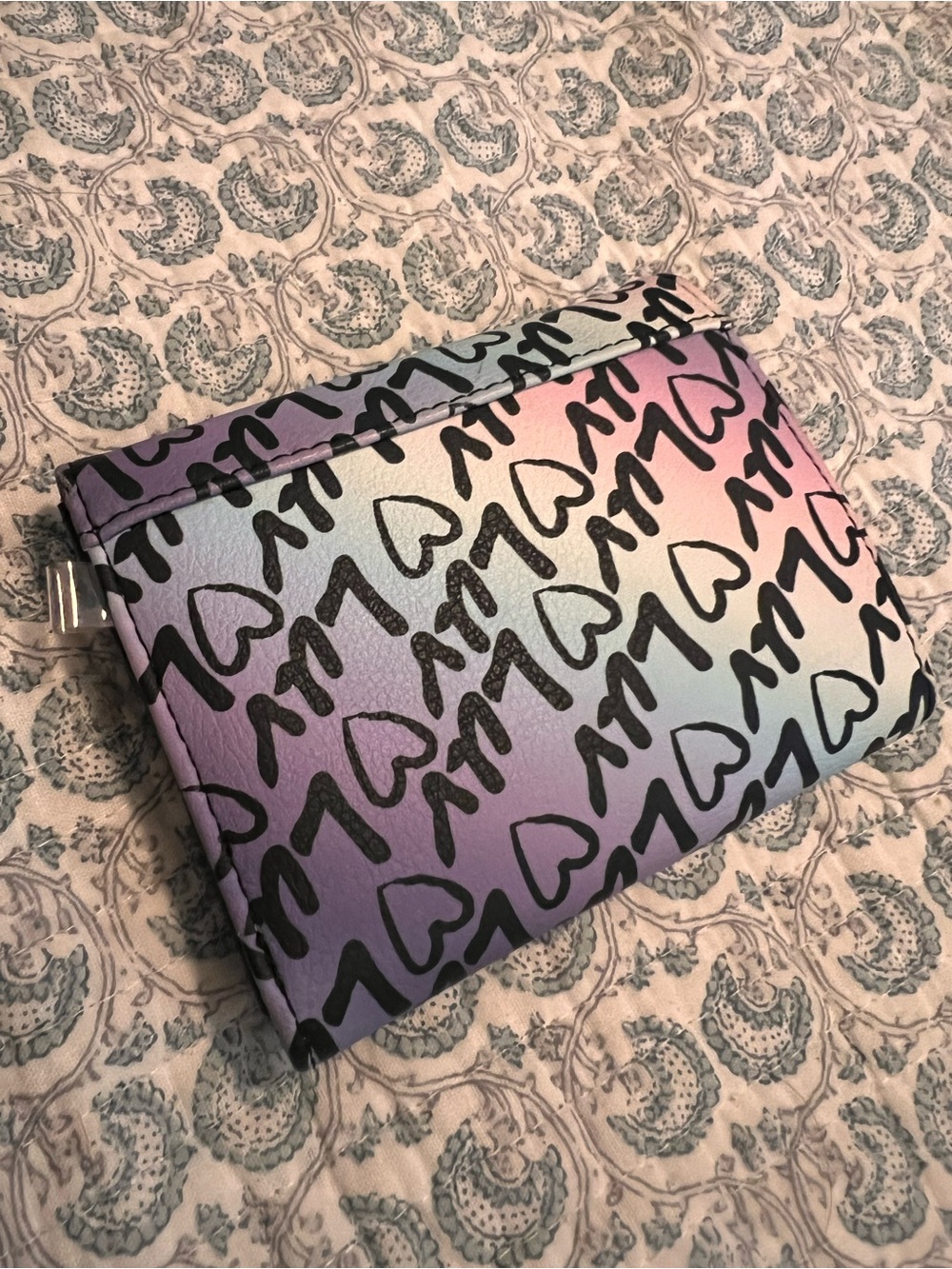 Gradient Heart Print Wristlet Pouch - Pastel Pink & Purple